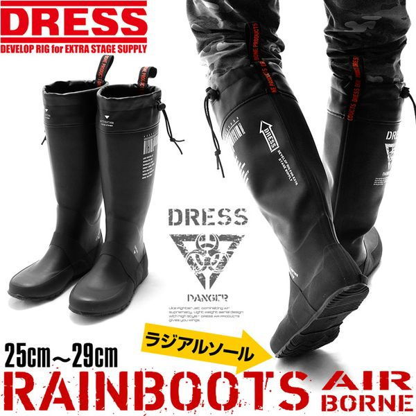 DRESS rain boots Airborne radial sole 29cm( black ) returned goods kind another A