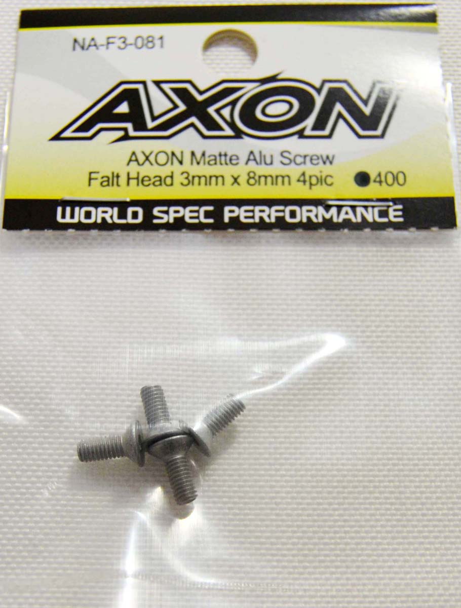 AXON Matte Alu Screw （Flat Head 3mm x 8mm 4pic） NA-F3-081 ラジコンパーツ、アクセサリーの商品画像