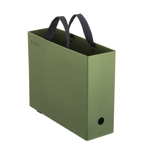 コクヨ NEOS すっきり収納できるキャリーボックス A4（オリーブグリーン）A4P-NELFM-DG×1個の商品画像