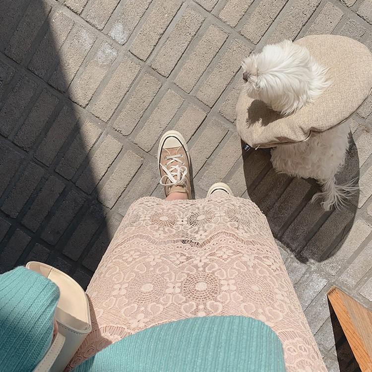 レース スカート レディース ミモレ丈 膝丈 韓国 送料無料 Dazzle ダズル