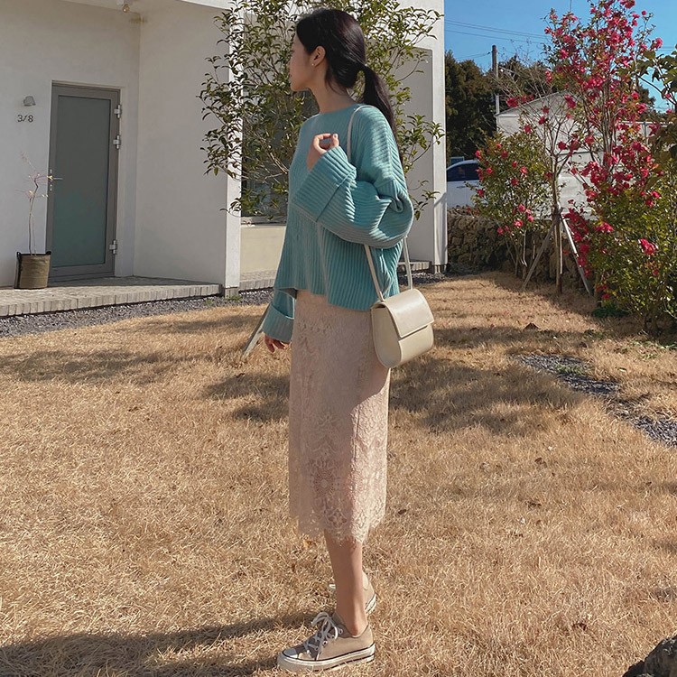 レース スカート レディース ミモレ丈 膝丈 韓国 送料無料 Dazzle ダズル