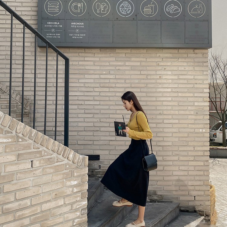 Aライン スカート レディース ミモレ丈 膝丈 韓国 送料無料 Dazzle ダズル