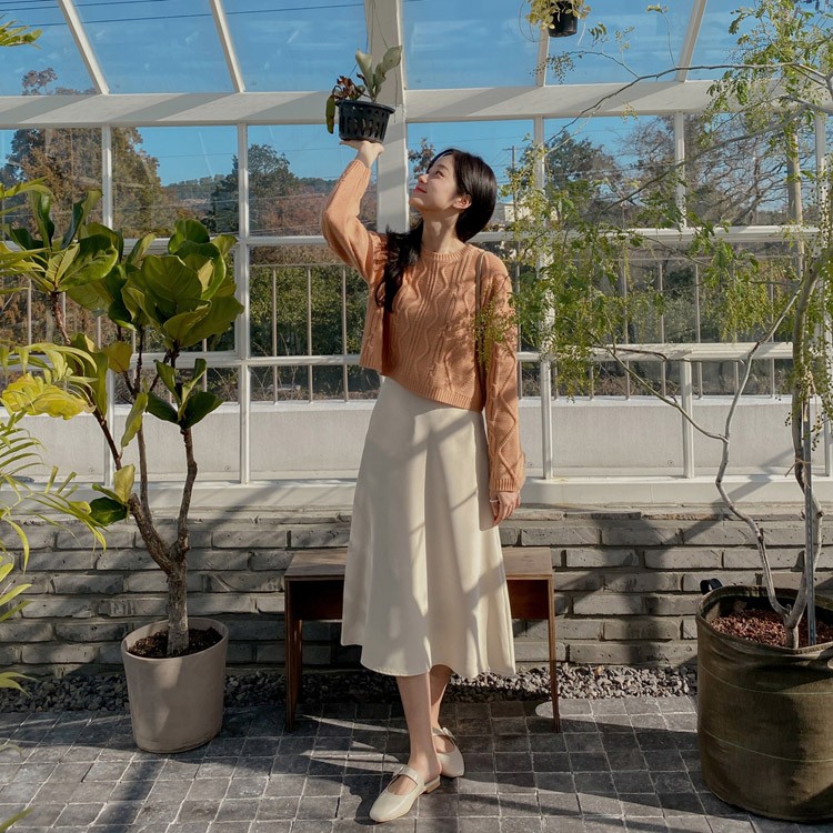 Aライン スカート レディース ミモレ丈 膝丈 韓国 送料無料 Dazzle ダズル