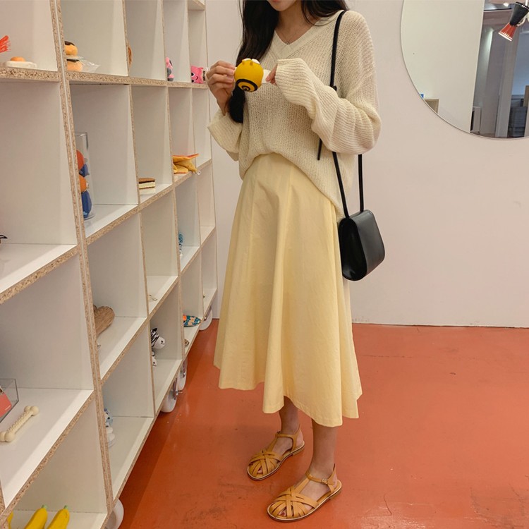 フレアスカート ロングスカート レディース 無地 韓国ファッション 送料無料 Dazzle ダズル