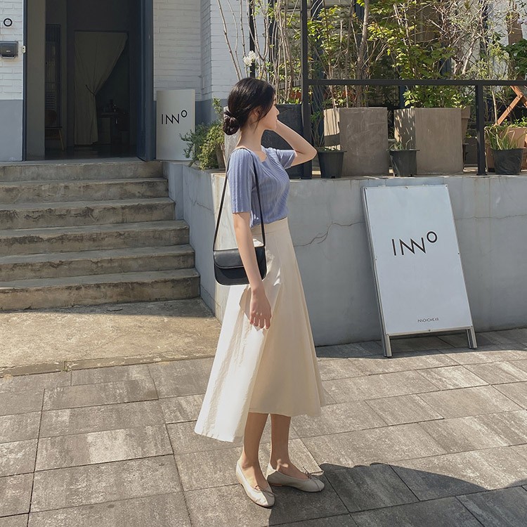 フレアスカート ロングスカート レディース 無地 韓国ファッション 送料無料 Dazzle ダズル