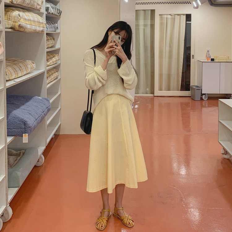 フレアスカート ロングスカート レディース 無地 韓国ファッション 送料無料 Dazzle ダズル