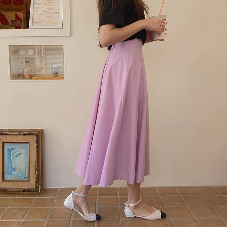 フレアスカート ロングスカート レディース 無地 韓国ファッション 送料無料 Dazzle ダズル