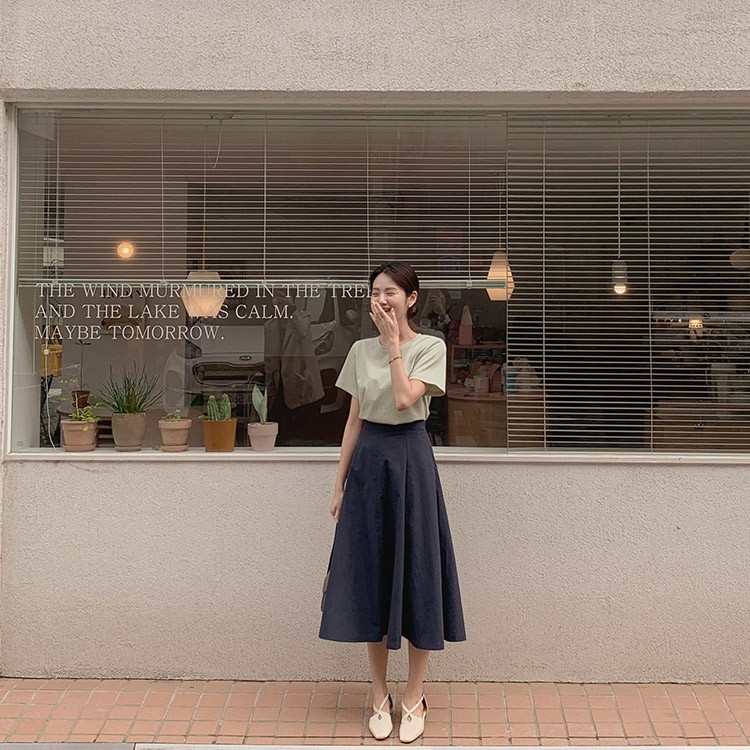 フレアスカート ロングスカート レディース 無地 韓国ファッション 送料無料 Dazzle ダズル