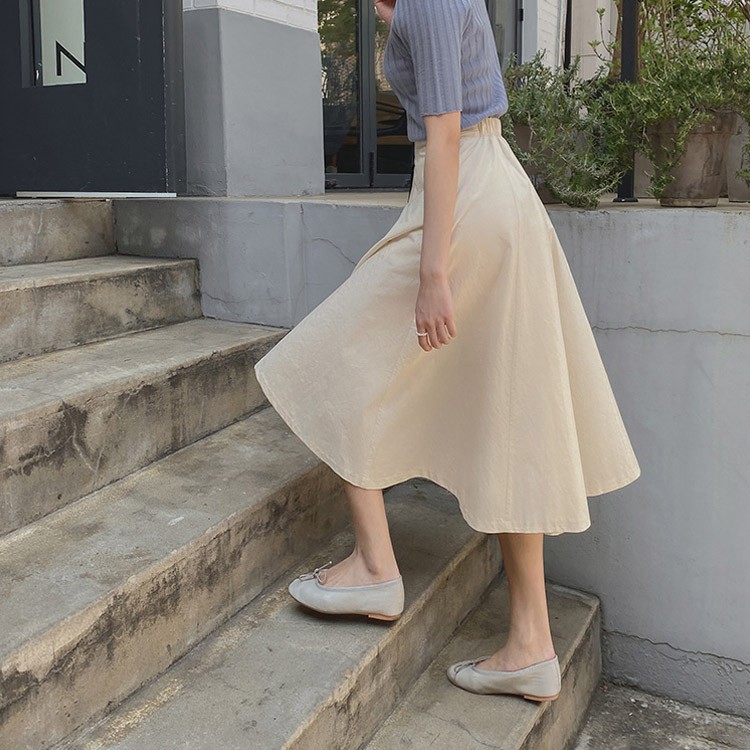 フレアスカート ロングスカート レディース 無地 韓国ファッション 送料無料 Dazzle ダズル
