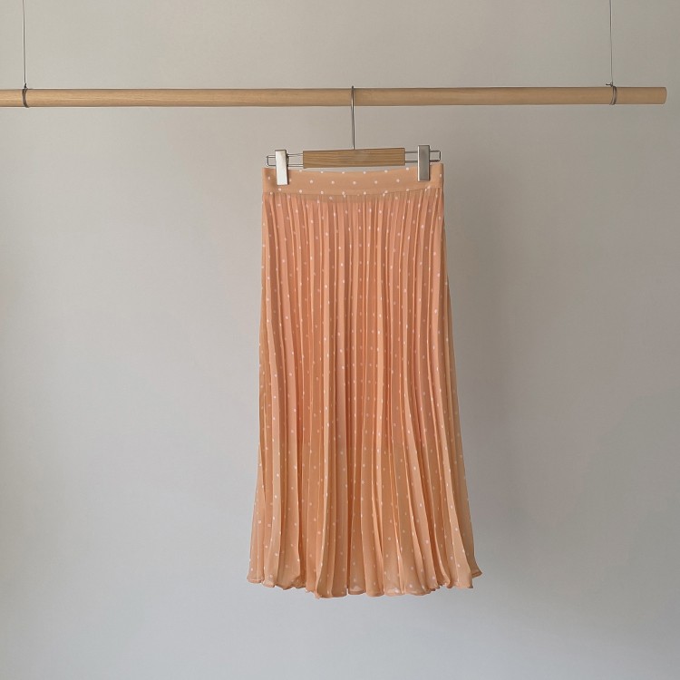 プリーツスカート レディース ロングスカート ドット柄 韓国 送料無料 Dazzle ダズル