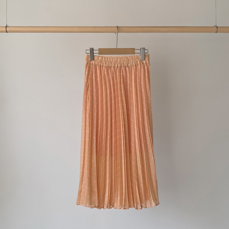 プリーツスカート レディース ロングスカート ドット柄 韓国 送料無料 Dazzle ダズル