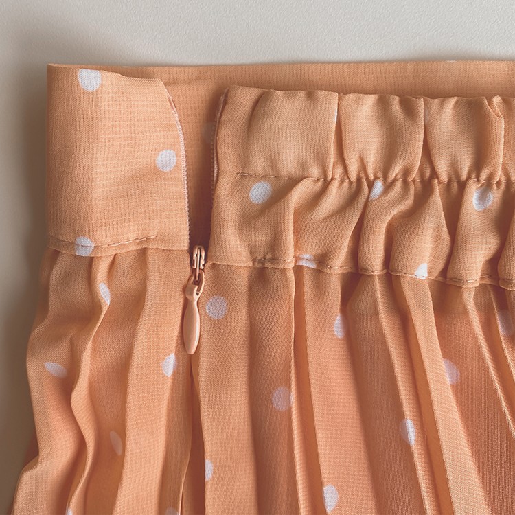 プリーツスカート レディース ロングスカート ドット柄 韓国 送料無料 Dazzle ダズル