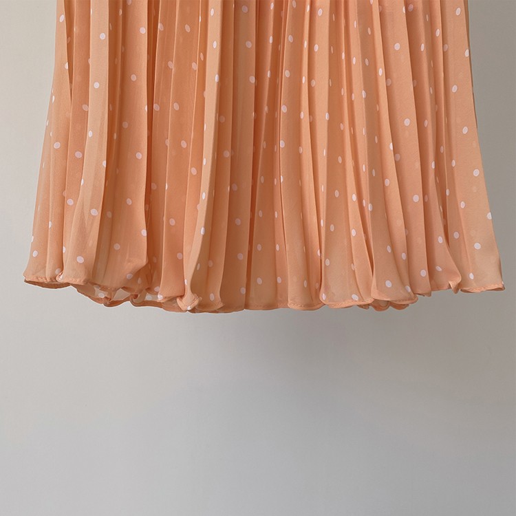 プリーツスカート レディース ロングスカート ドット柄 韓国 送料無料 Dazzle ダズル