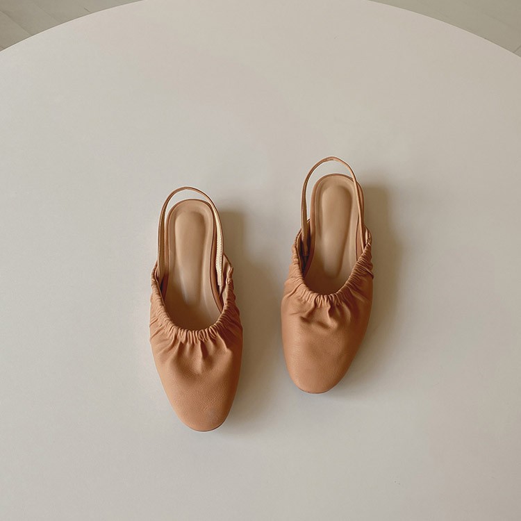 サンダル ギャザー レディース シャーリング ラウンドトゥ ローヒール 韓国ファッション Dazzle ダズル