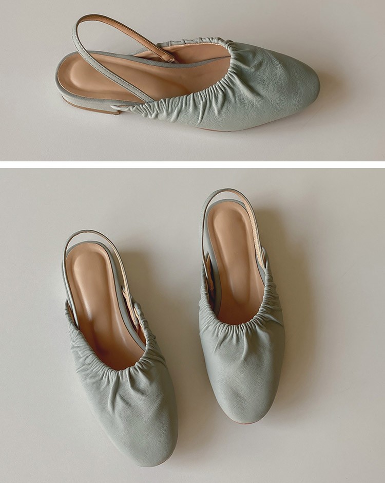 サンダル ギャザー レディース シャーリング ラウンドトゥ ローヒール 韓国ファッション Dazzle ダズル