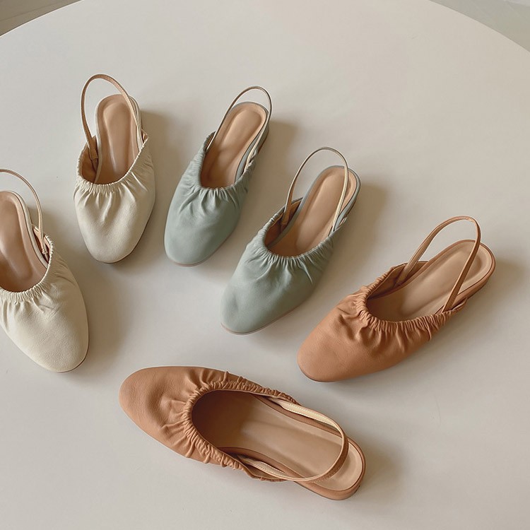 サンダル ギャザー レディース シャーリング ラウンドトゥ ローヒール 韓国ファッション Dazzle ダズル