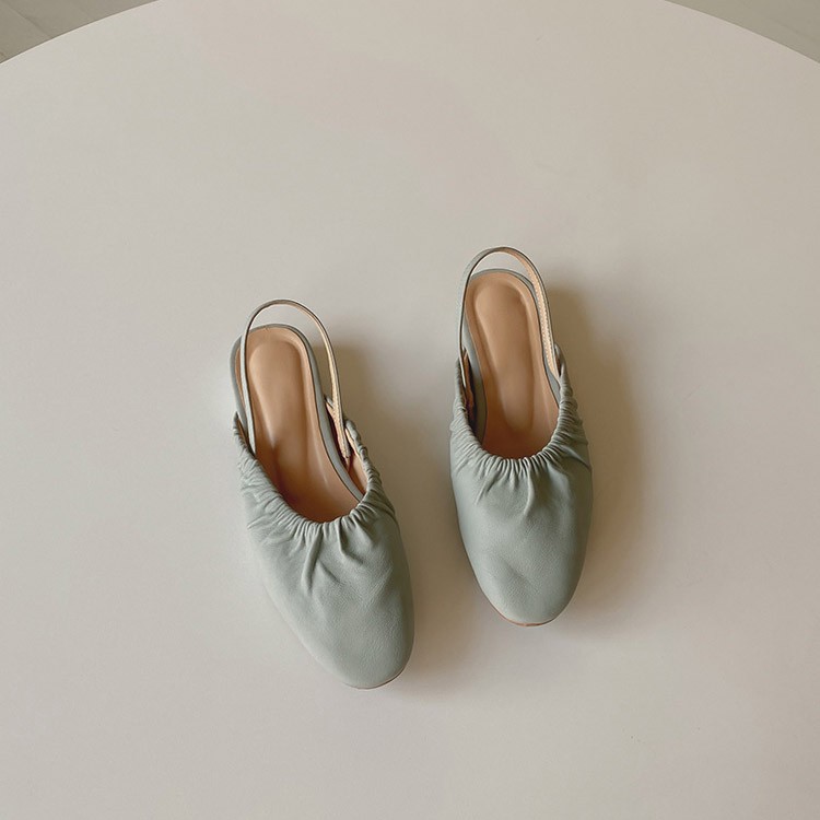 サンダル ギャザー レディース シャーリング ラウンドトゥ ローヒール 韓国ファッション Dazzle ダズル