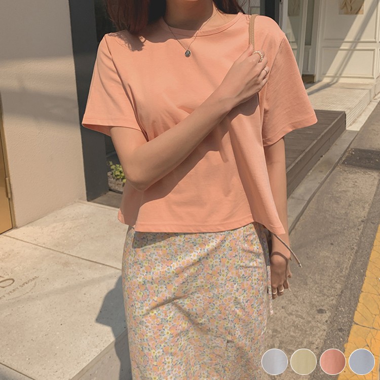 Tシャツ レディース 半袖 ショート丈 韓国 送料無料 ジョイフィール joyfeel