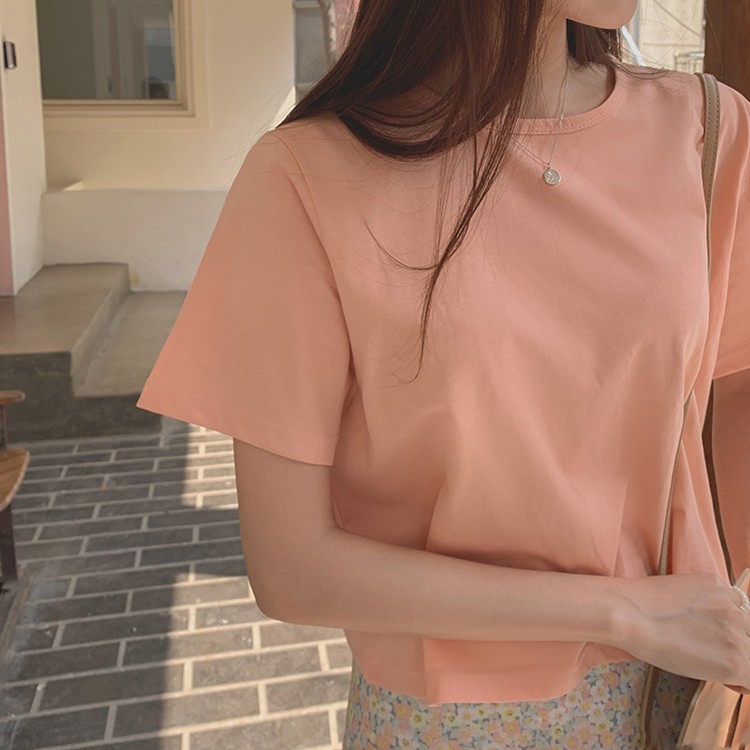 Tシャツ レディース 半袖 ショート丈 韓国 送料無料 ジョイフィール joyfeel