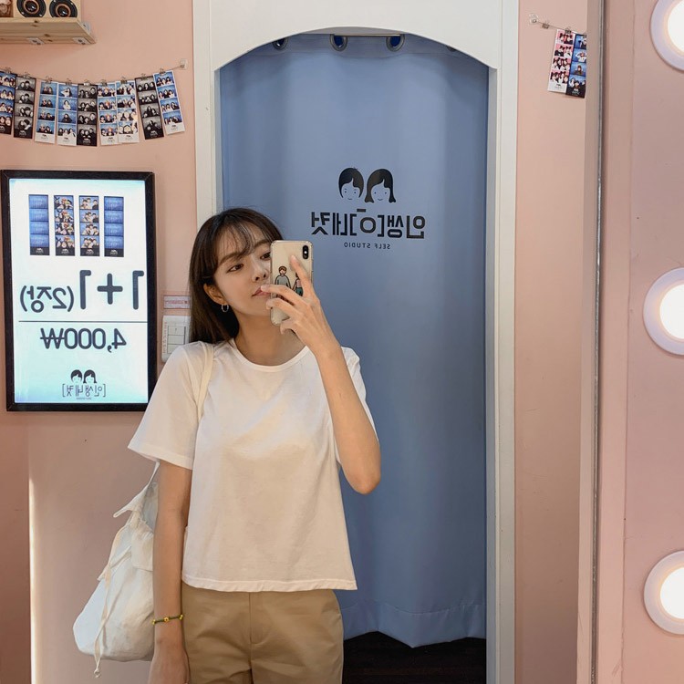 Tシャツ レディース 半袖 ショート丈 韓国 送料無料 ジョイフィール joyfeel