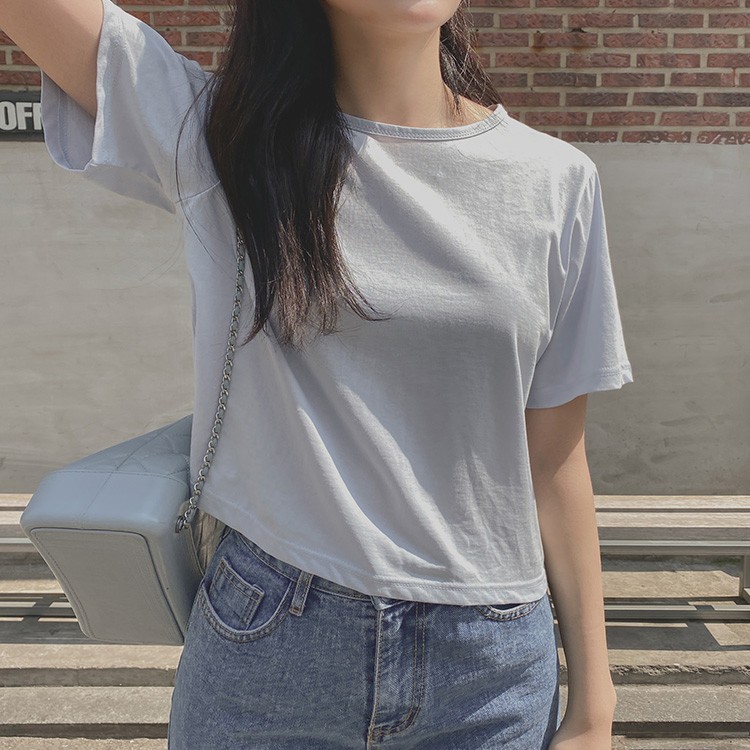 Tシャツ レディース 半袖 ショート丈 韓国 送料無料 ジョイフィール joyfeel