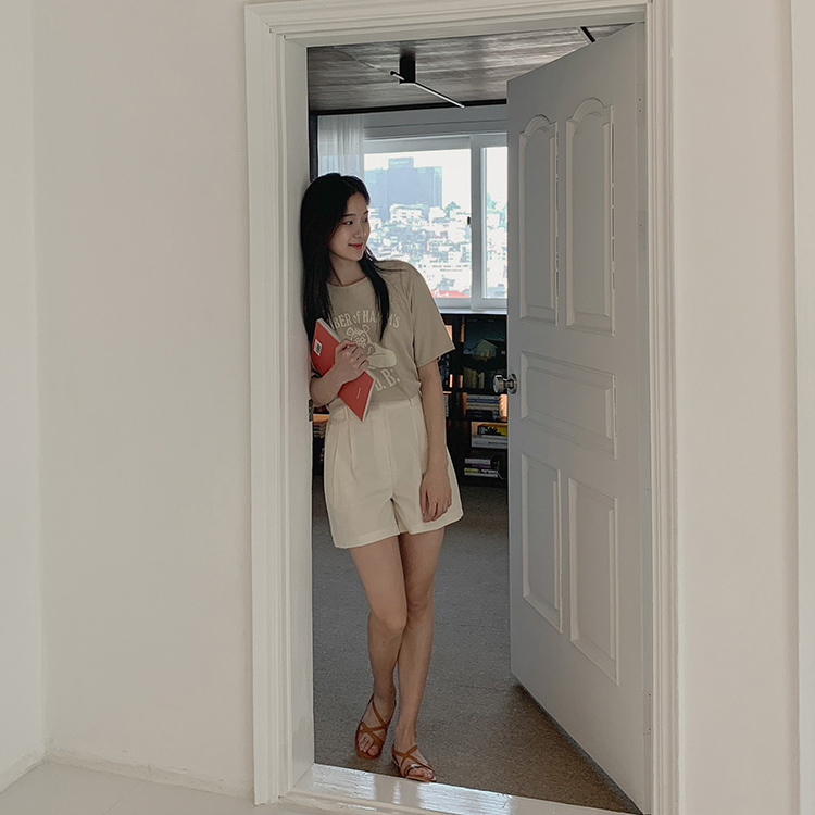 Tシャツ 5分袖 レディース 半袖 プリント かわいい 韓国ファッション 送料無料 ジョイフィール joyfeel