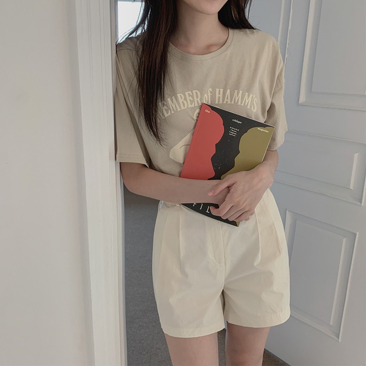 Tシャツ 5分袖 レディース 半袖 プリント かわいい 韓国ファッション 送料無料 ジョイフィール joyfeel