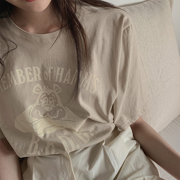 Tシャツ 5分袖 レディース 半袖 プリント かわいい 韓国ファッション 送料無料 ジョイフィール joyfeel