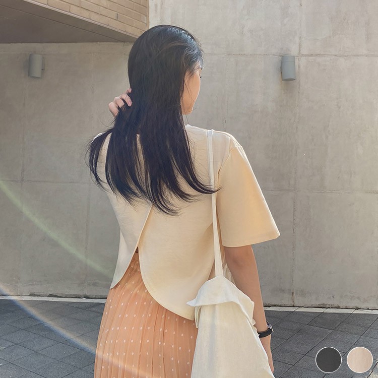 Tシャツ レディース 半袖 背中みせ ゆったり バックシャン 韓国ファッション 送料無料 ジョイフィール joyfeel