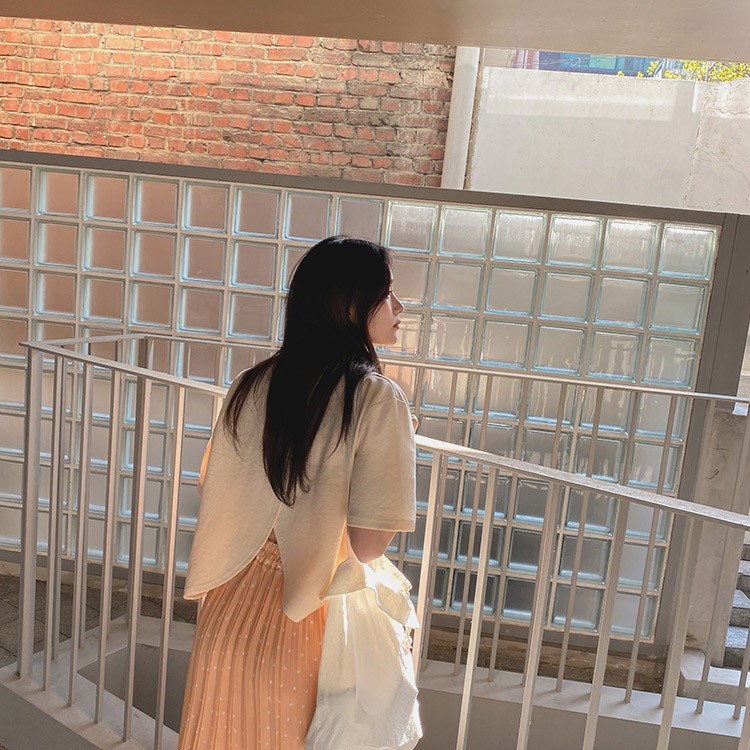 Tシャツ レディース 半袖 背中みせ ゆったり バックシャン 韓国ファッション 送料無料 ジョイフィール joyfeel