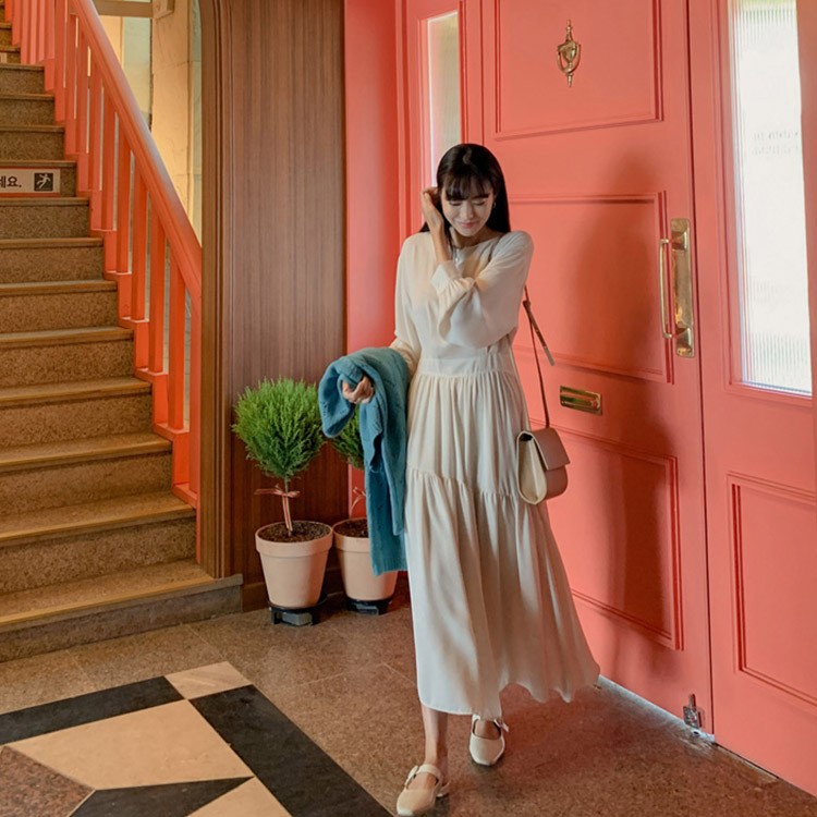 ワンピース 無地 ロング レディース 韓国ファッション 送料無料 ジョイフィール joyfeel