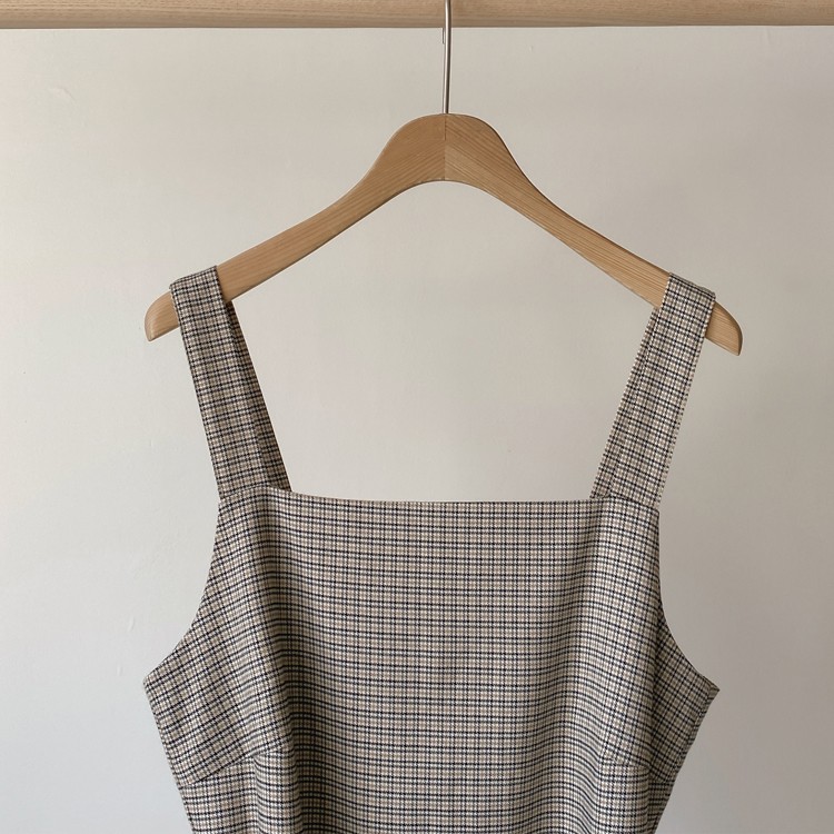 ワンピース チェック柄 ミモレ丈 レディース Aライン 韓国 送料無料 ジョイフィール joyfeel