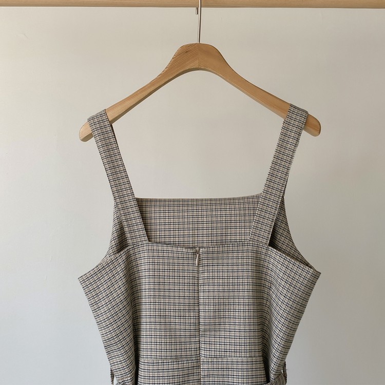 ワンピース チェック柄 ミモレ丈 レディース Aライン 韓国 送料無料 ジョイフィール joyfeel