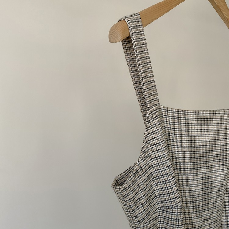 ワンピース チェック柄 ミモレ丈 レディース Aライン 韓国 送料無料 ジョイフィール joyfeel