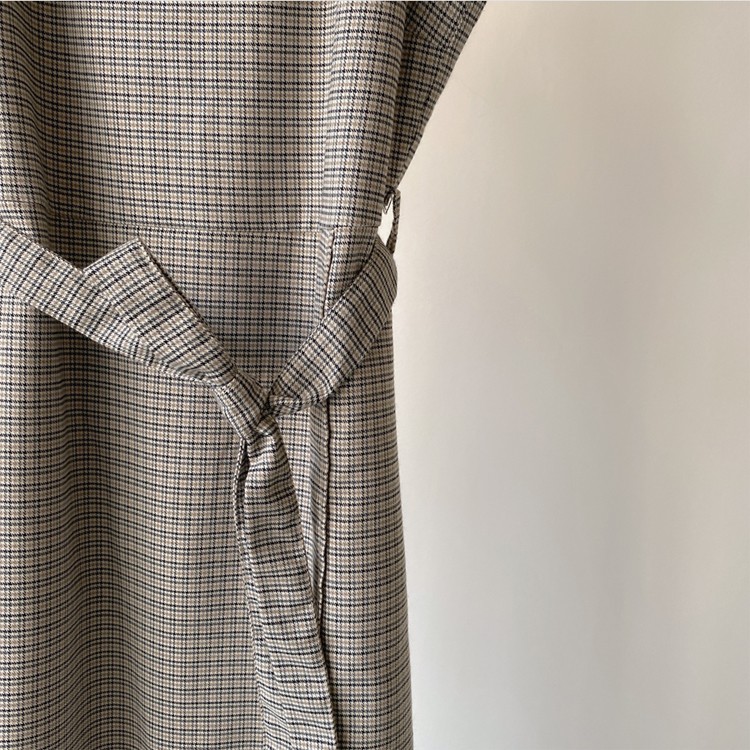 ワンピース チェック柄 ミモレ丈 レディース Aライン 韓国 送料無料 ジョイフィール joyfeel