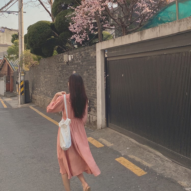 ワンピース 膝丈 フリル ガーリー フェミニン レディース 韓国ファッション 送料無料 ジョイフィール joyfeel