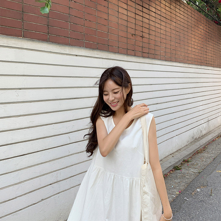 リネン ワンピース レディース ノースリーブ ロングワンピース 韓国 送料無料 ジョイフィール joyfeel