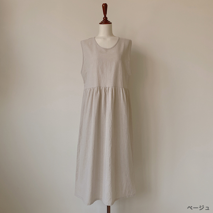 リネン ワンピース レディース ノースリーブ ロングワンピース 韓国 送料無料 ジョイフィール joyfeel