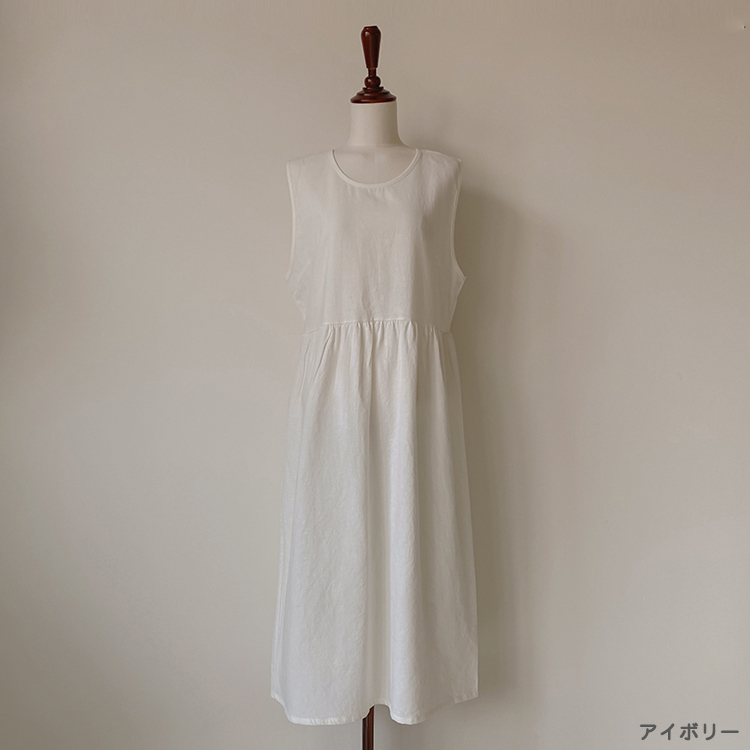 リネン ワンピース レディース ノースリーブ ロングワンピース 韓国 送料無料 ジョイフィール joyfeel