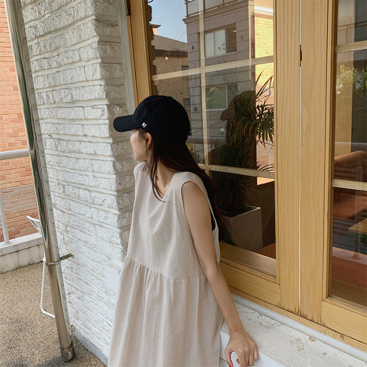 リネン ワンピース レディース ノースリーブ ロングワンピース 韓国 送料無料 ジョイフィール joyfeel