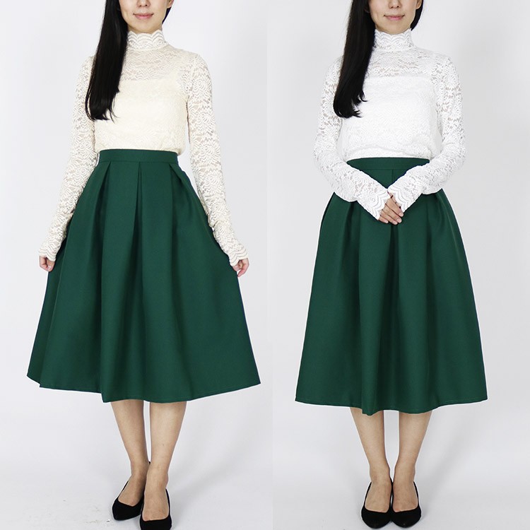 パーティードレス レディース フレア Aライン レース 膝丈 長袖 韓国 Dazzle ダズル