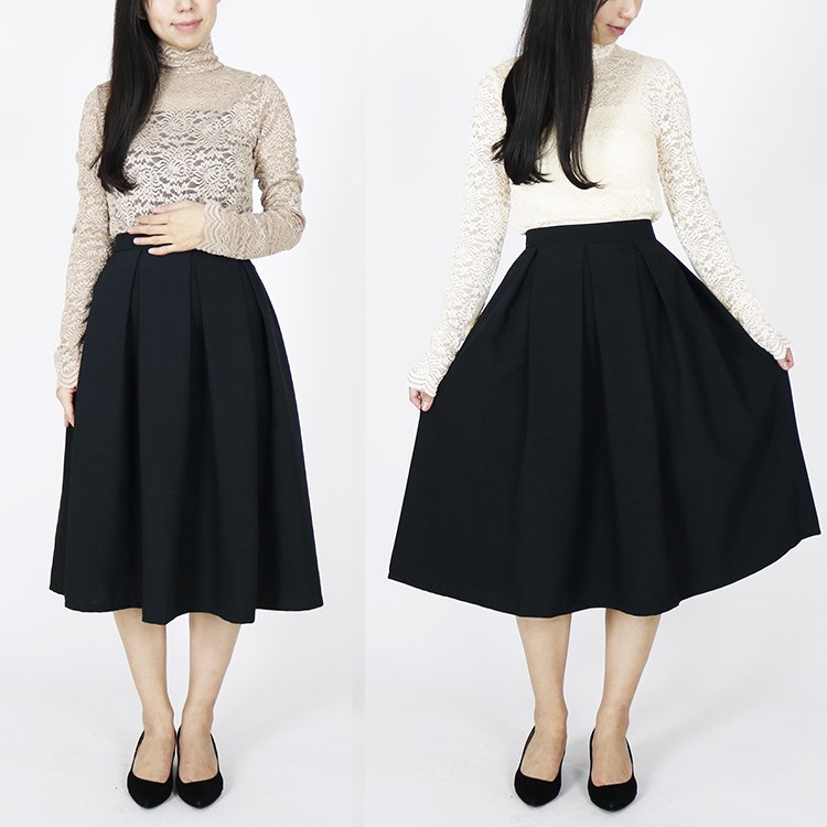 パーティードレス レディース フレア Aライン レース 膝丈 長袖 韓国 Dazzle ダズル