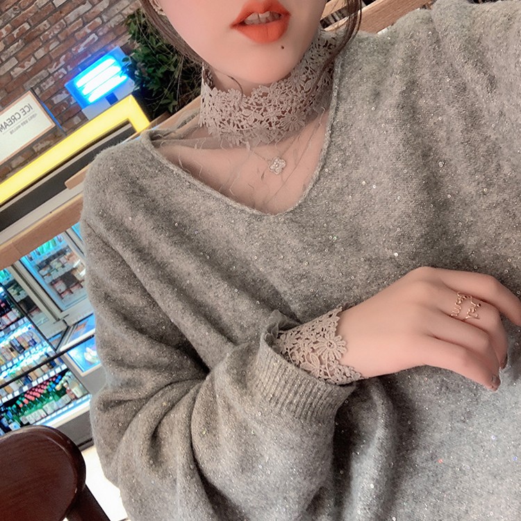 ハイネック レース インナー レディース ブラウス シースルー トップス 韓国 送料無料 Dazzle ダズル