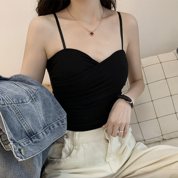 キャミソール レディース カップ付き パッド付 パッド インナー ベアトップ トップス 無地 クロス バイカラー セクシー おしゃれ 白 イエロー レッド Dazzle ダズル