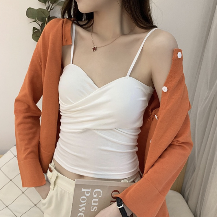 キャミソール レディース カップ付き パッド付 パッド インナー ベアトップ トップス 無地 クロス バイカラー セクシー おしゃれ 白 イエロー レッド Dazzle ダズル