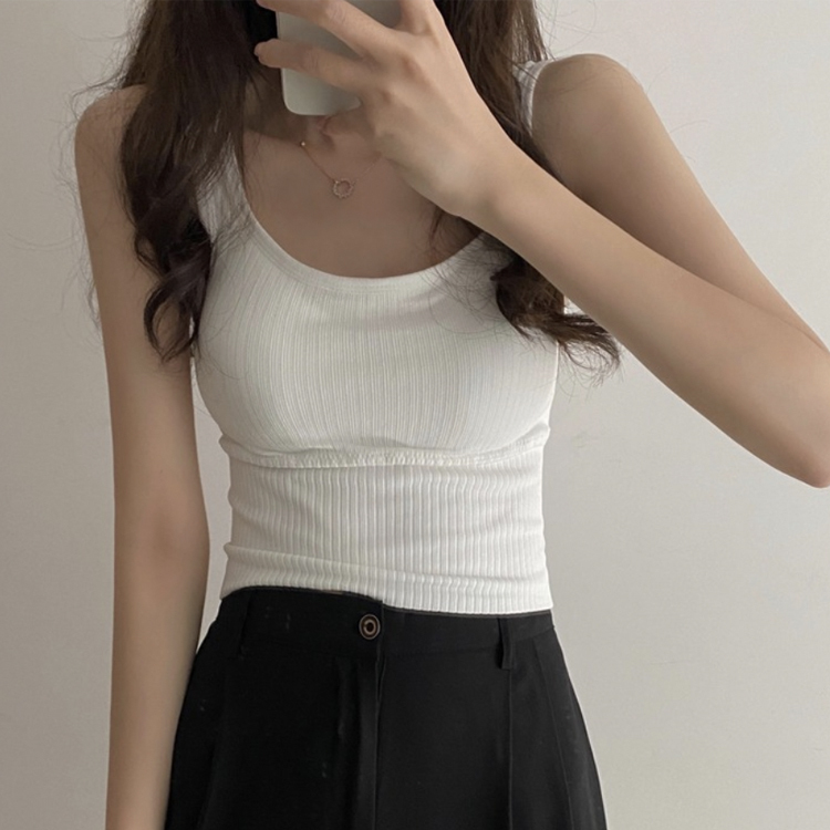 タンクトップ レディース パッド付 カップ付き キャミソール リブ ショート丈 春 夏 トップス カジュアル フィット インナー グレー 黒 白 ベージュ Dazzle ダズル