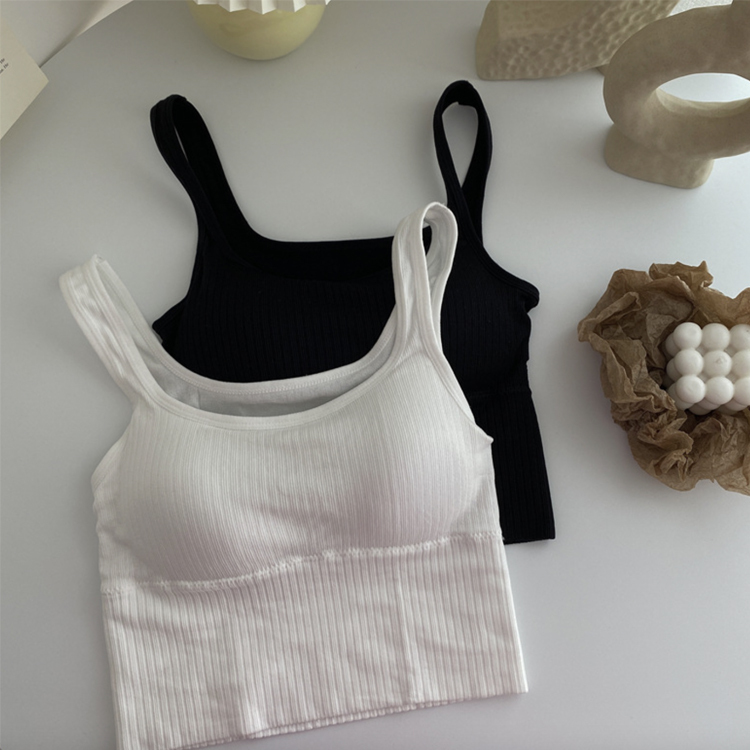 タンクトップ レディース パッド付 カップ付き キャミソール リブ ショート丈 春 夏 トップス カジュアル フィット インナー グレー 黒 白 ベージュ Dazzle ダズル