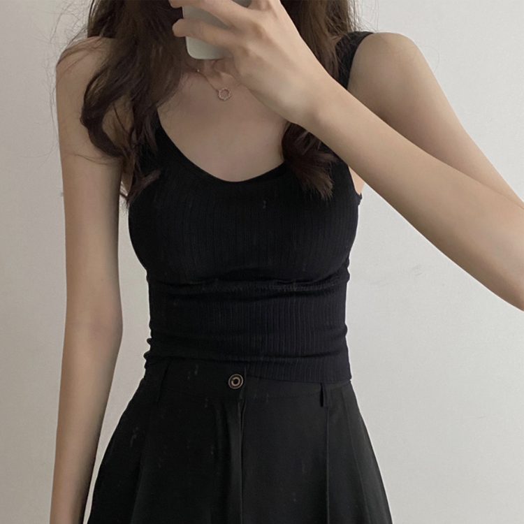 タンクトップ レディース パッド付 カップ付き キャミソール リブ ショート丈 春 夏 トップス カジュアル フィット インナー グレー 黒 白 ベージュ Dazzle ダズル