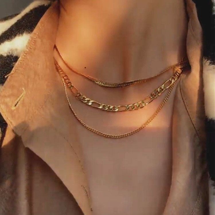 チェーン ネックレス レディース 3連 セット 韓国 送料無料 Dazzle ダズル