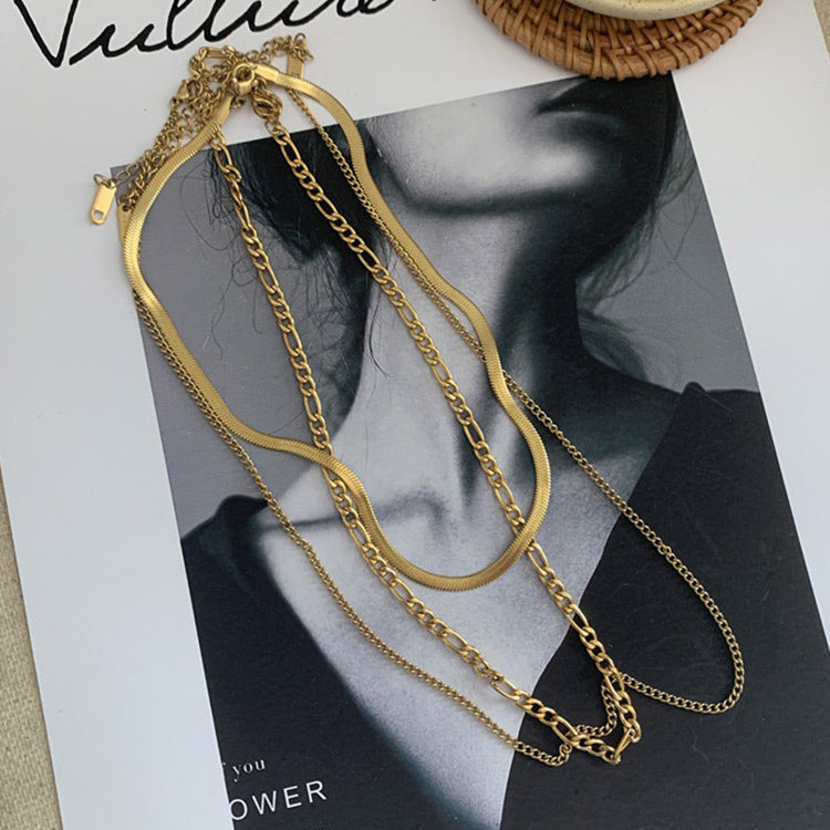 チェーン ネックレス レディース 3連 セット 韓国 送料無料 Dazzle ダズル